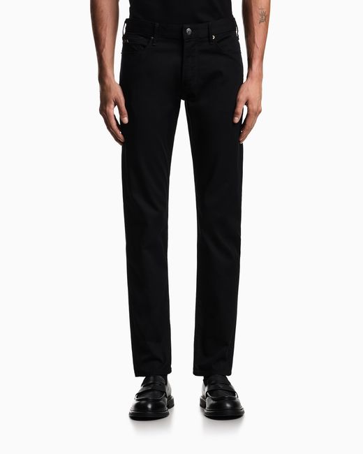 Emporio Armani Black J06 Stretch-Fabric Slim-Fit Trousers for men