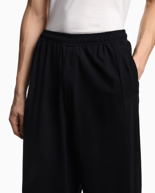 Emporio Armani Black Jersey Trousers With An Elasticated Waist for men
