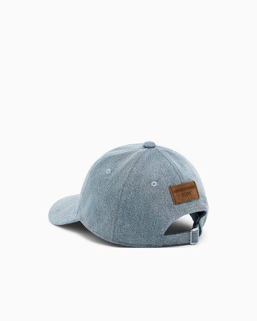 Emporio Armani Blue Icon Denim Baseball Cap for men