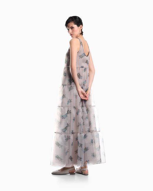 Emporio Armani White Long Flounced Dress