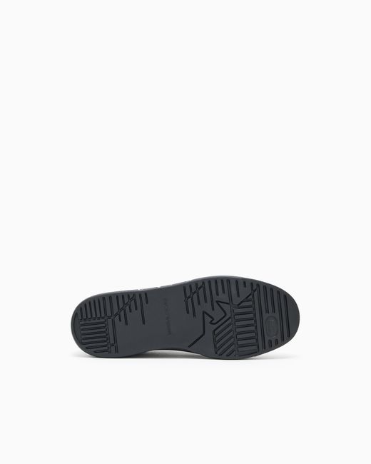 Emporio Armani Black Leather Sneaker With Tumbled Finish And Padded Collar for men