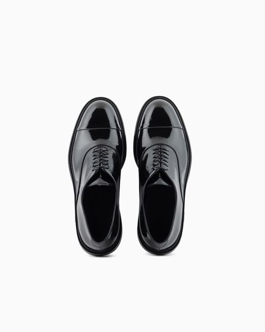 Emporio Armani White Patent Leather Lace-Ups for men