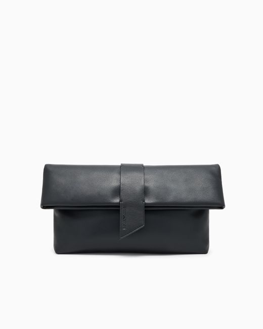 Emporio Armani Gray Polygon Capsule Collection Leather Clutch Bag