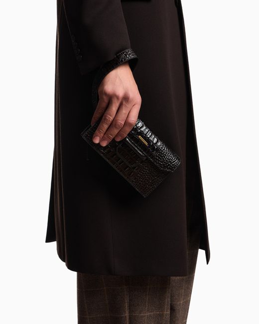 Bolso De Mano De Piel Con Solapa Y Estampado De Cocodrilo Emporio Armani de hombre de color White