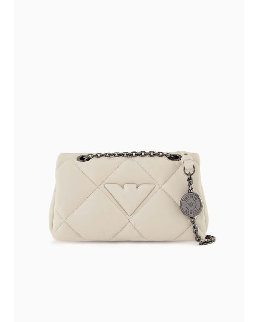 Emporio Armani Natural Quilted Nappa Leather-effect Mini Bag With Flap