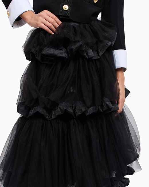Jupe Avec Volants En Tulle Et Effet Froissé À Mémoire De Forme Emporio Armani en coloris Black