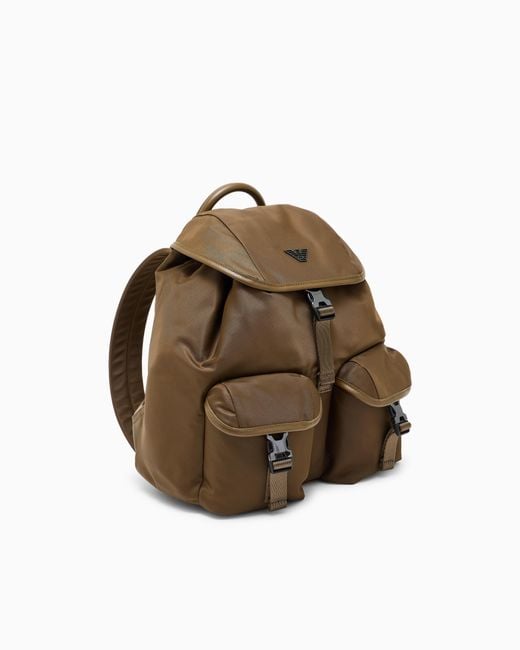 Emporio Armani Brown Multi-Pocket Backpack for men