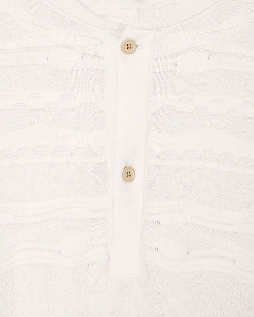 Emporio Armani White Lyocell-Blend, Henley Neckline Jumper for men