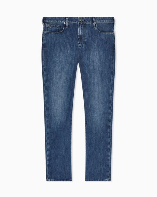 Emporio Armani Blue J06 Slim-Fit, Lightly Worn-Look 8-Oz Denim Jeans for men