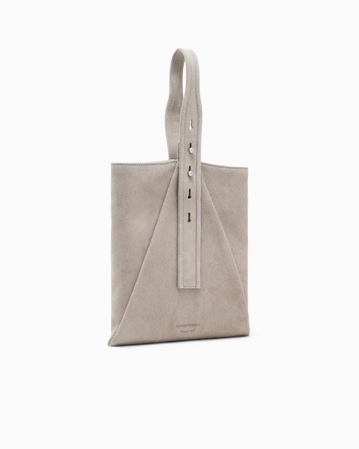 Emporio Armani Natural Suede Shoulder Bag With An Adjustable Strap And Metal Studs