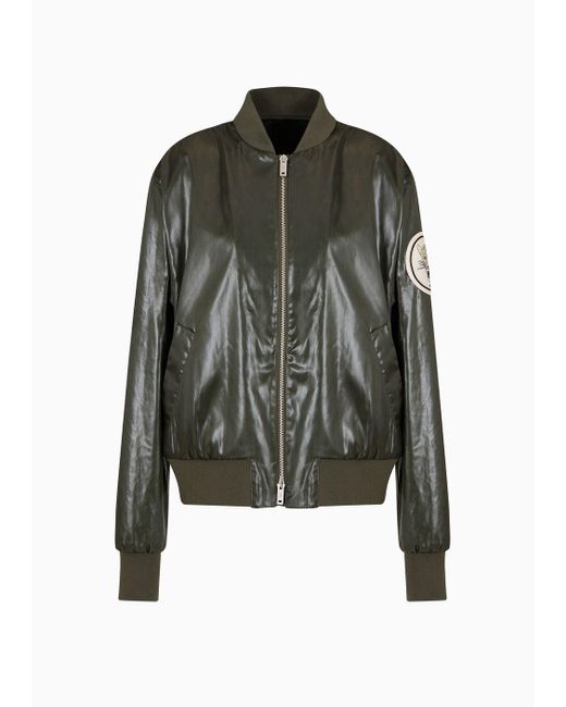 Emporio Armani Black Sustainability Values Capsule Collection Wet-look Recycled Technical Satin Blouson
