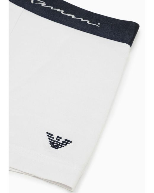 Parigamba In Modal Soft Con Logo Signature di Emporio Armani in White da Uomo