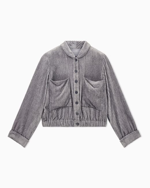 Emporio Armani Gray Fluid Corduroy Jacket Signature Capsule