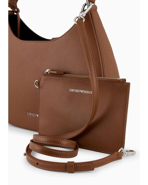 Emporio Armani Brown Asv Micro-grain Recycled Leather Hobo Bag