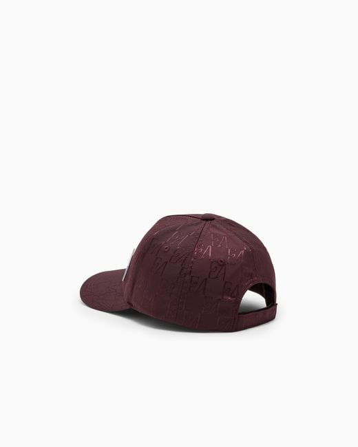 Emporio Armani Purple Baseball Hat With An Embossed Logo Pattern And A Patch for men