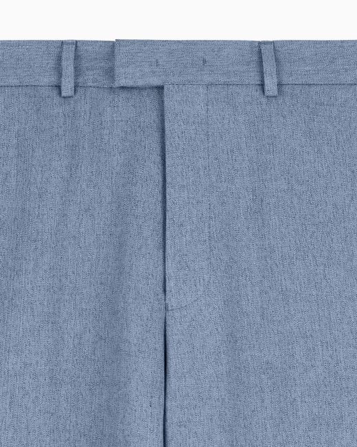 Emporio Armani Blue Icon Mouliné Linen Satin Trousers for men
