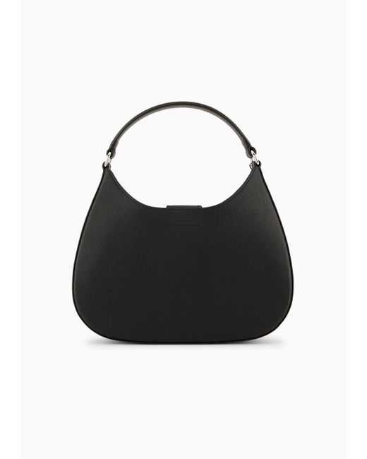 Emporio Armani Black Asv Micro-grain Recycled Leather Hobo Bag
