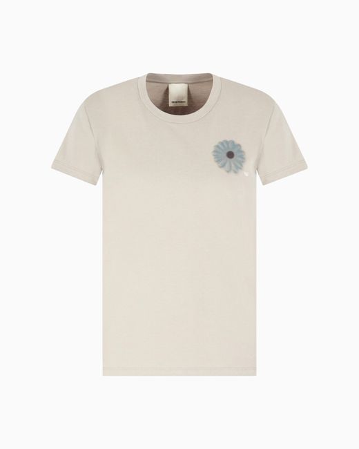 Emporio Armani White Asv Jersey T-Shirt With Oversized Print From The Peace Capsule Collection
