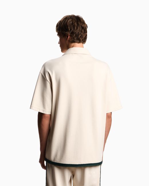 Emporio Armani White Eagle Club Jersey Shirt With Embroidery And Tape for men