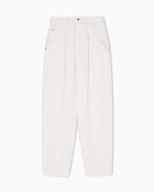 Emporio Armani White J8H Relaxed-Fit Garment-Dyed Lyocell Trousers