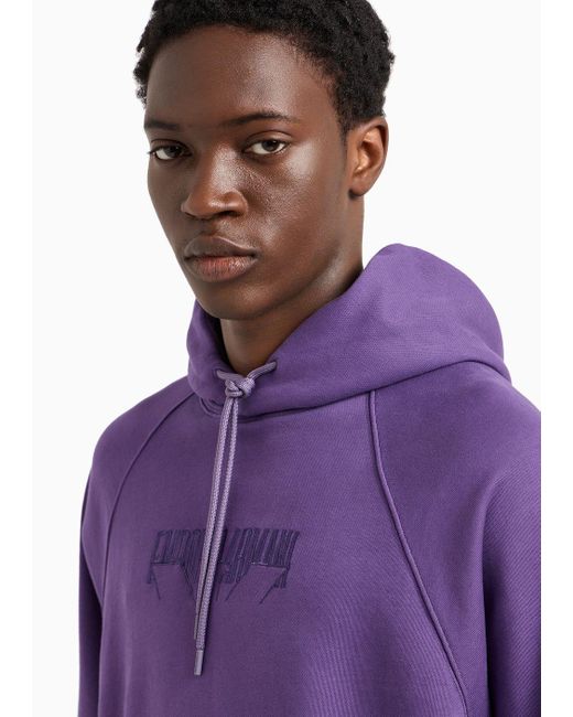 Sweat-shirt À Capuche Avec Broderie Logo En Jersey Emporio Armani pour homme en coloris Purple