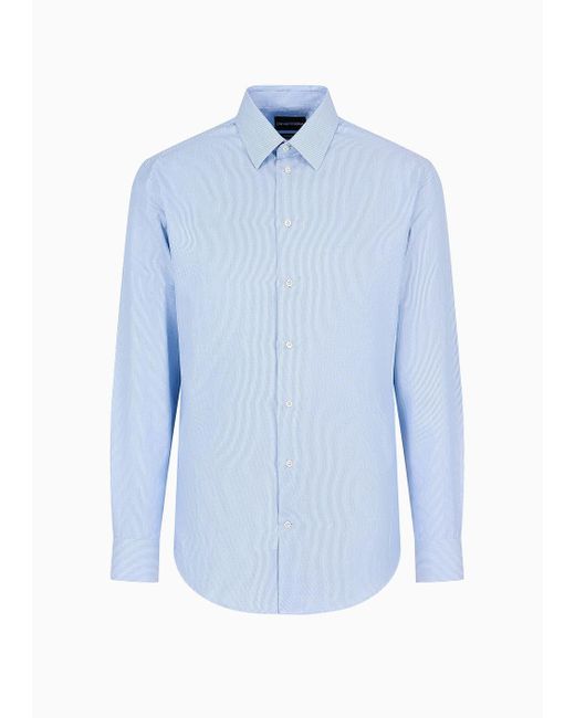 Emporio Armani Blue Asv Modern-fit, Organic Micro Armure Twill Shirt for men