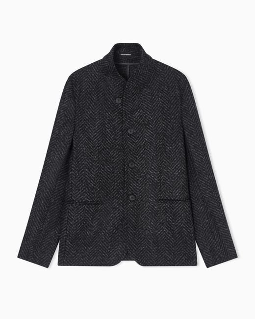 Emporio Armani Blue Guru-Collar Jacket for men