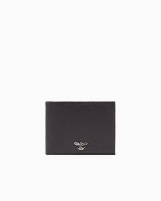 Emporio Armani White Regenerated Saffiano Bifold Wallet With Coin Pocket for men