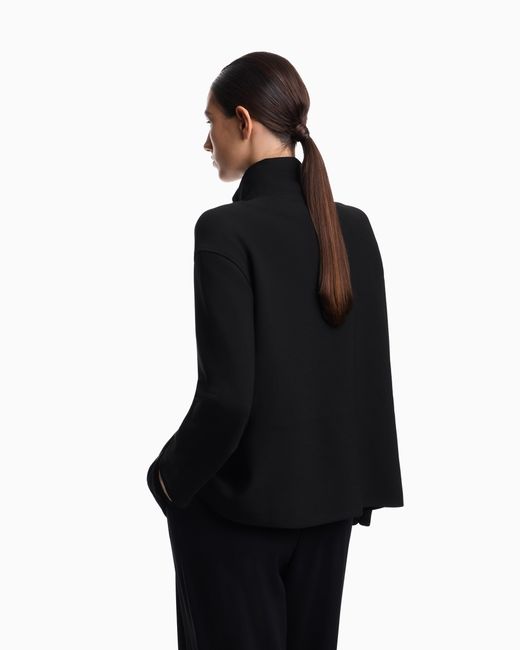 Emporio Armani Blue Full-Zip Crêpe Jersey Blouson