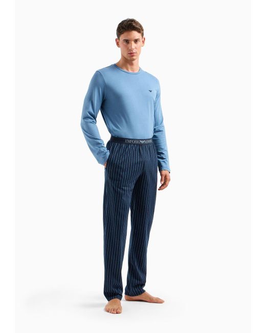 Emporio Armani Blue Pattern-mix, Comfort-fit Pyjamas for men