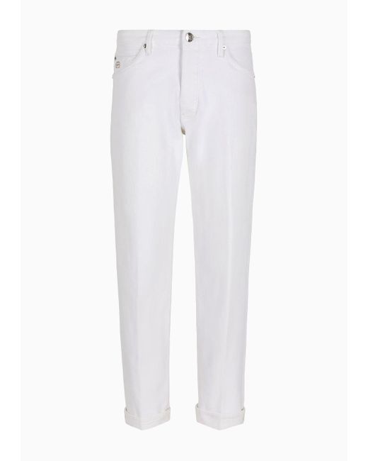 Emporio Armani White J69 Denim Lab Loose-fit Gabardine Jeans for men