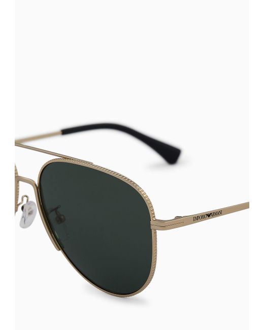 Emporio Armani Green Aviator Sunglasses Asian Fit for men