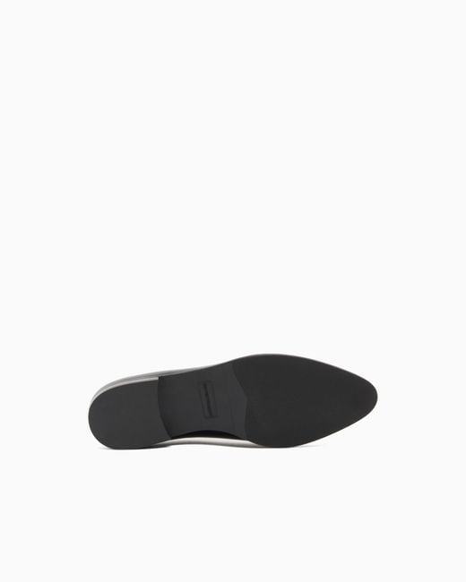 Emporio Armani White Icon Shiny Polished Leather Loafers