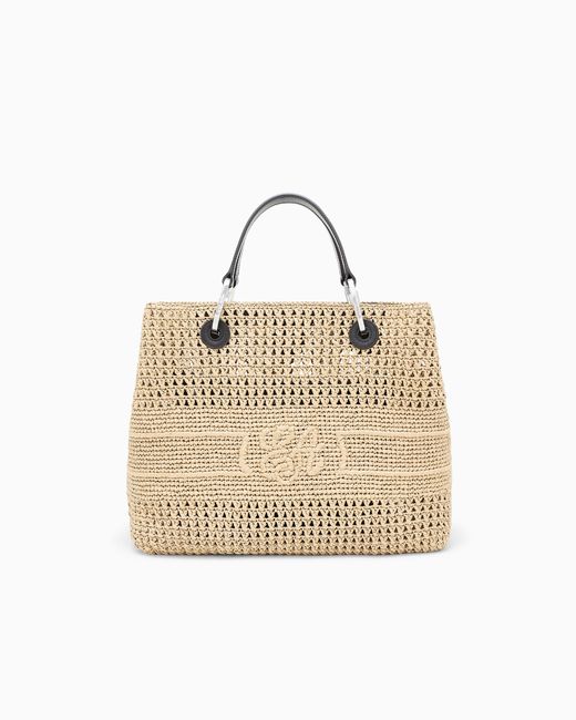 Emporio Armani Natural Myea Bag Woven Straw Medium Shopper Bag