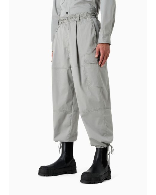 Pantalones Cargo De Sarga Doble Ligera Emporio Armani de hombre de color Gray