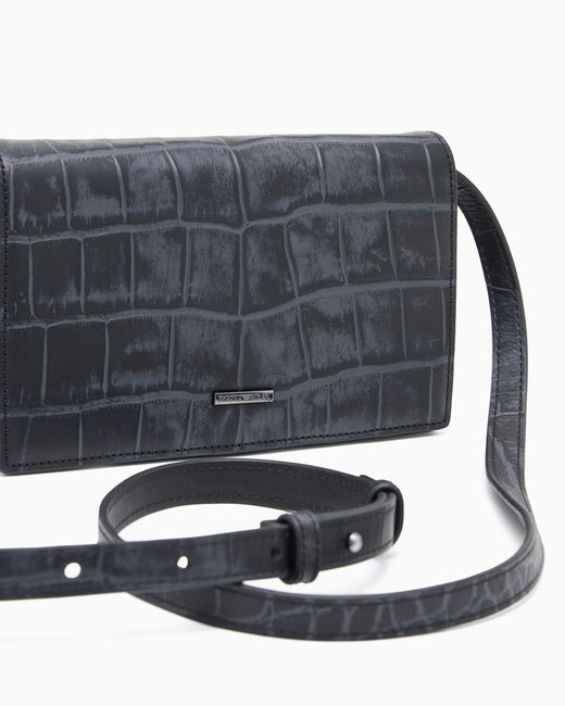 Funda Para Dispositivos Electrónicos Con Bandolera De Piel Con Estampado De Cocodrilo Emporio Armani de hombre de color Blue