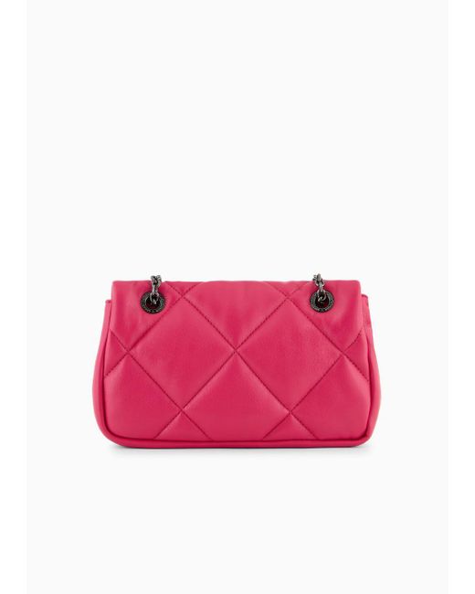 Emporio Armani Pink Quilted Nappa Leather-effect Mini Bag With Flap