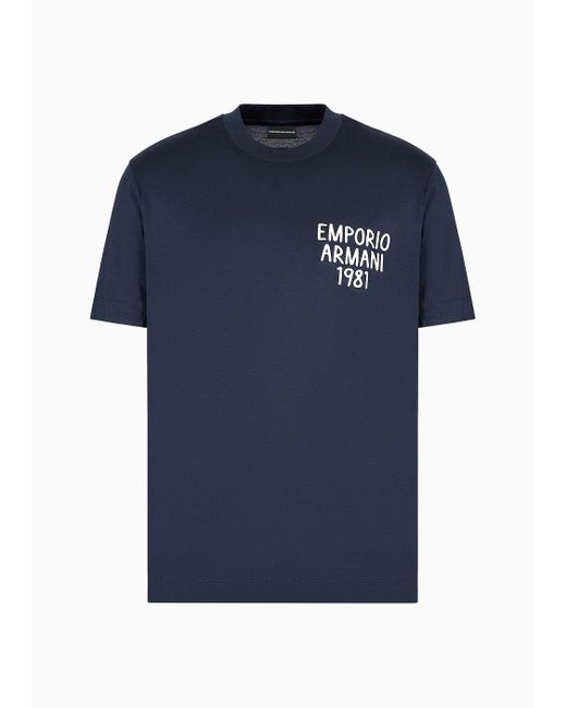 Emporio Armani Blue Asv Lyocell-blend Jersey T-shirt With Logo Embroidery for men