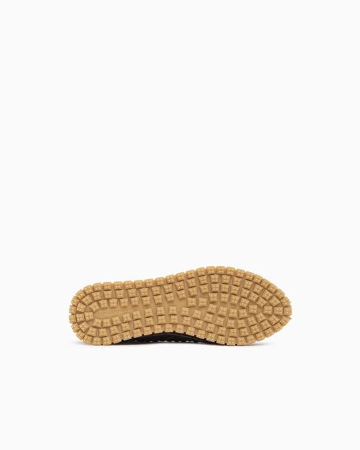 Emporio Armani White Sneakers With Woven Design And Rugged Rubber Sole for men
