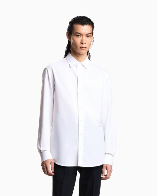 Emporio Armani White Micro-Textured Fabric Shirt for men