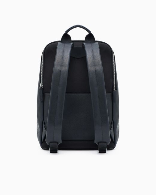 Sac À Dos Avec Plaquette Aigle Asv En Cuir Saffiano Régénéré Emporio Armani pour homme en coloris Black
