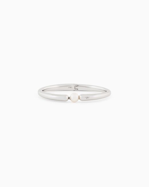 Emporio Armani White Tone Brass Bangle Bracelet
