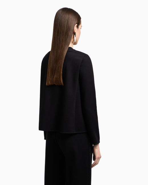 Emporio Armani Black Interlock Jersey Sweatshirt With Micro-Stud Inserts