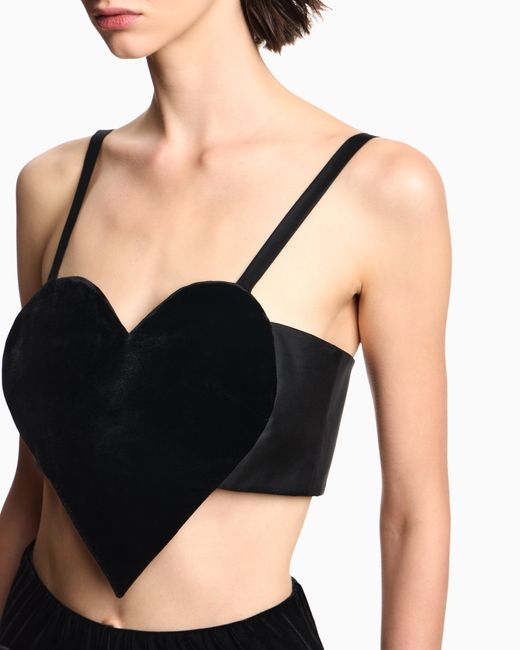 Emporio Armani Black Liquid Velvet Top With Heart