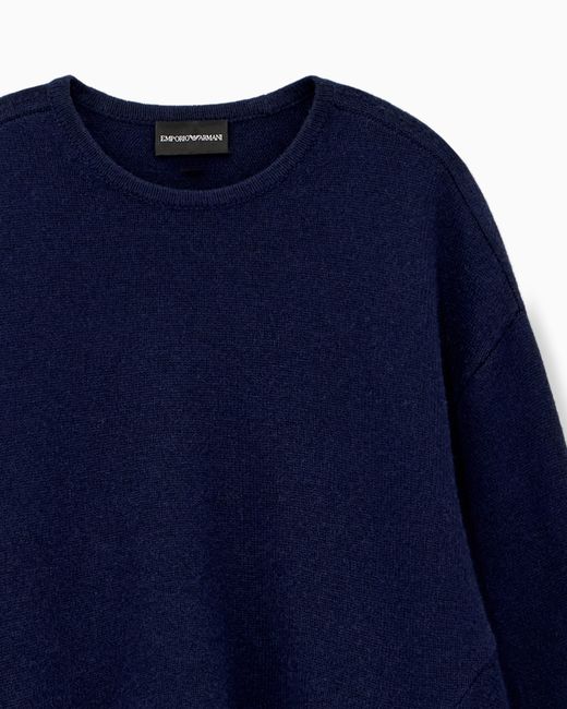 Emporio Armani Blue Shaved Virgin Wool Sweater Travel Essential