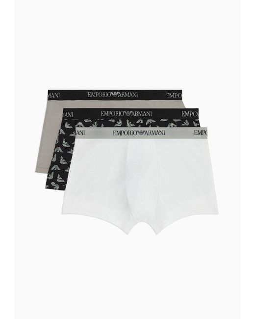 Emporio Armani Black Three-pack Of Pure Cotton Boxer Briefs for men