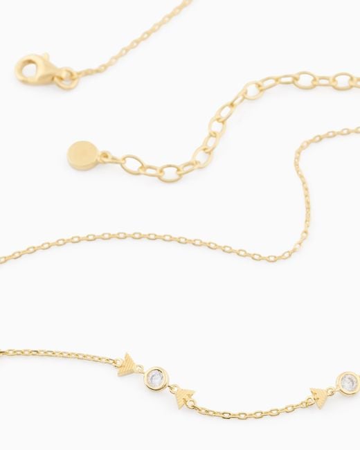Emporio Armani White Tone Sterling Station Necklace