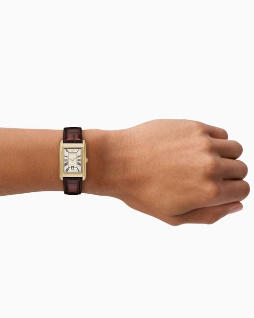 Emporio Armani White Two-Hand Date Leather Watch for men