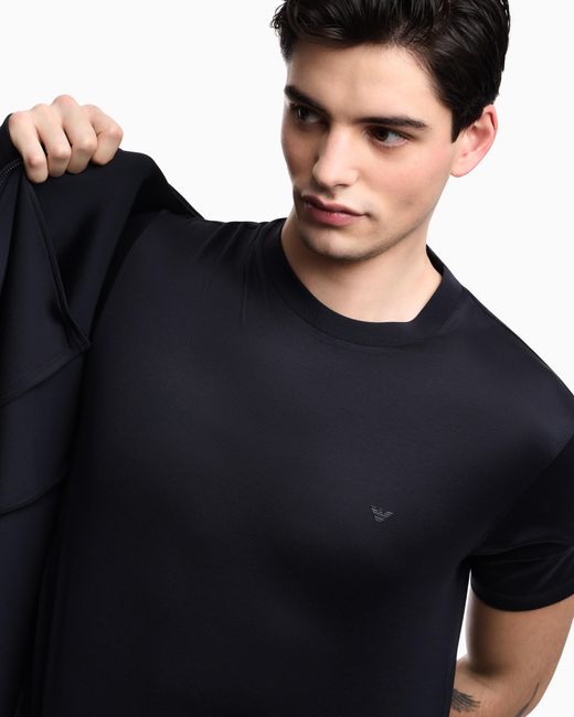 Emporio Armani Blue Travel Essential Lyocell-Blend Jersey T-Shirt for men