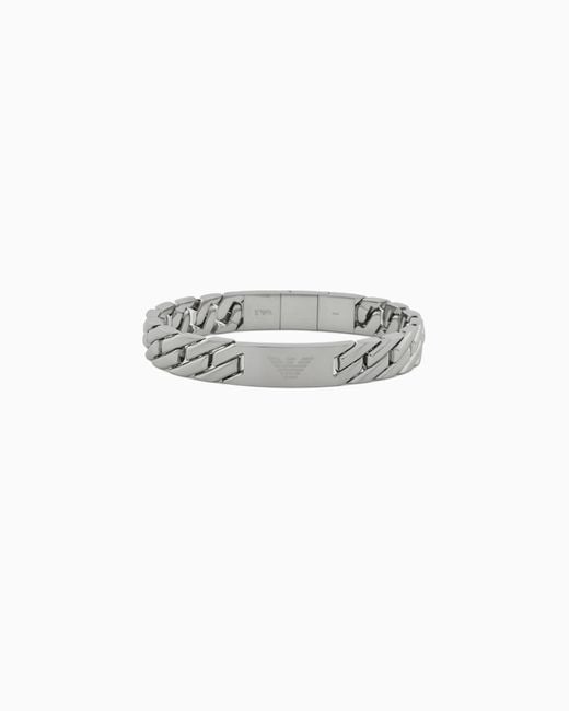 Emporio Armani White Stainless Steel Chain Bracelet for men
